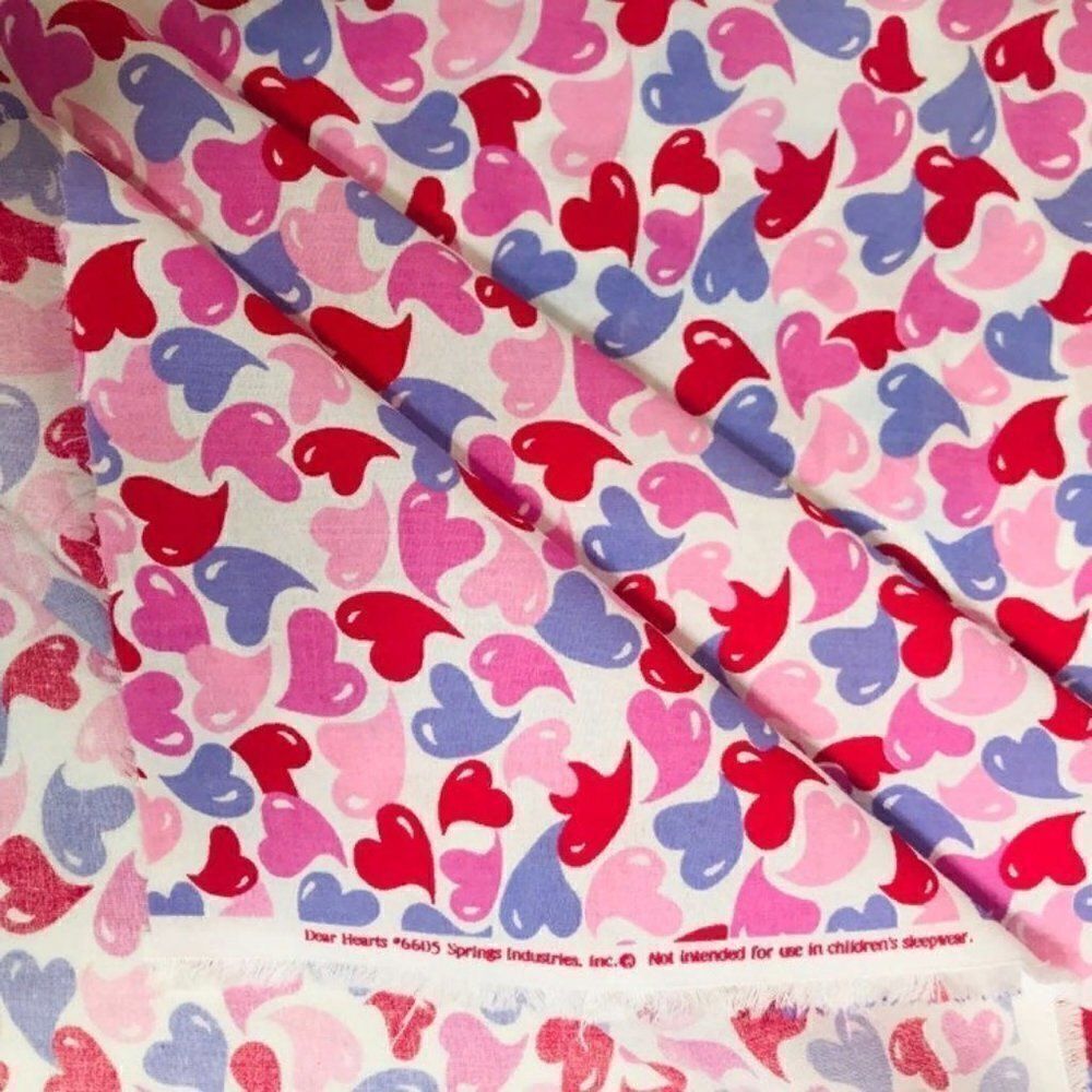 Hearts Print 100% Cotton Fabric 46” x 1 yard
